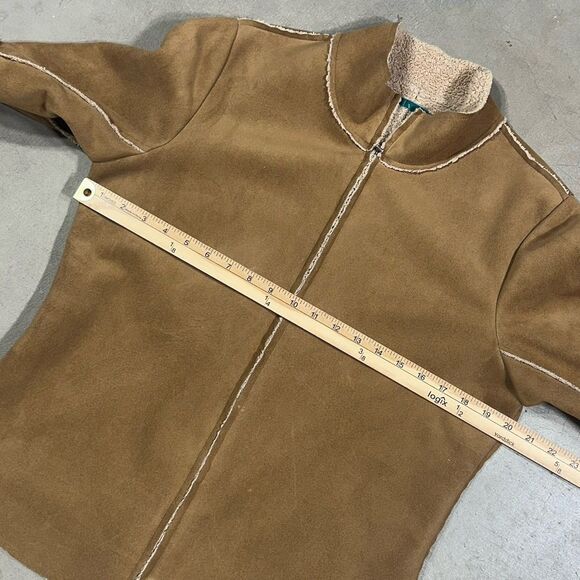 Velvet by Graham & Spencer Fitted Lux Sherpa Zip-Up Coat Color Mink Size L USA - Picture 7 of 9